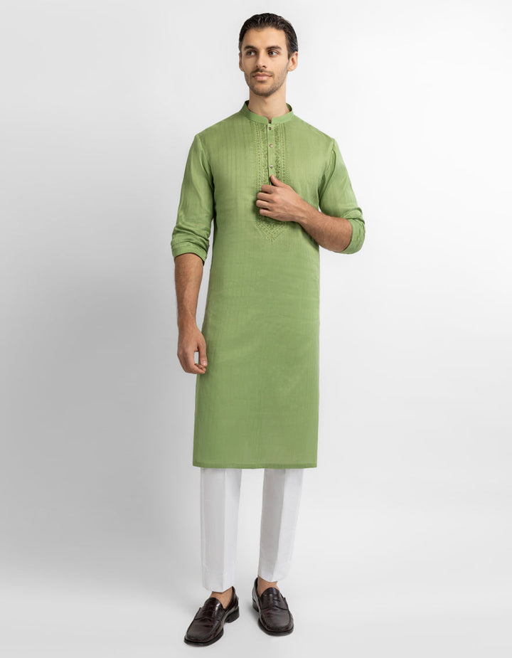 Cotton Green Kurta - J. Junaid Jamshed