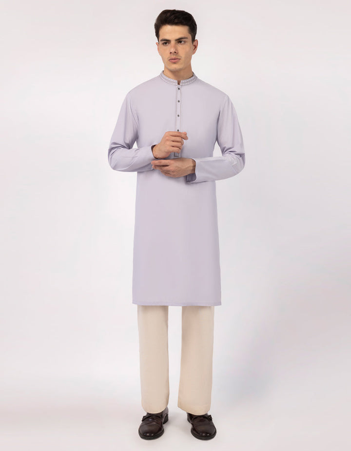 Blended Light Lilac Kurta - J. Junaid Jamshed