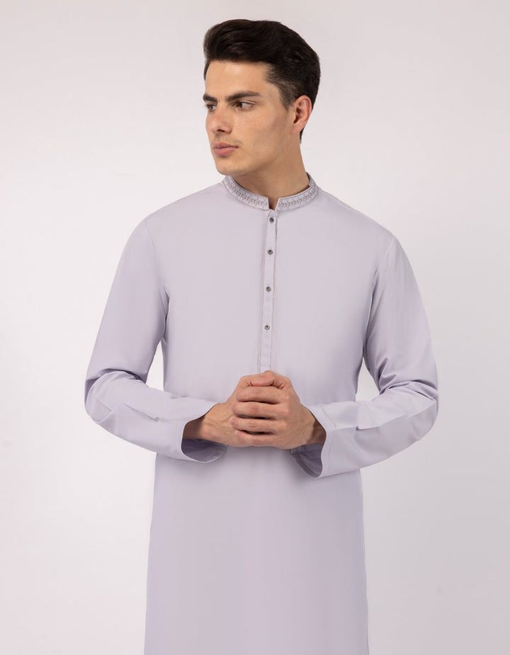 Blended Light Lilac Kurta - J. Junaid Jamshed