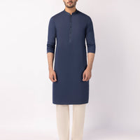 Cotton Dark Blue Kurta - J. Junaid Jamshed