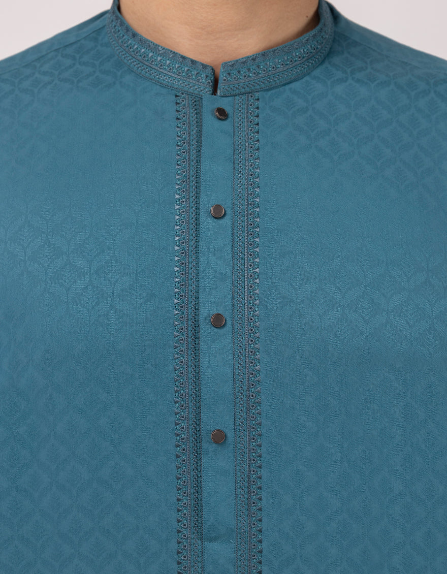Blended Sea Green Kurta - J. Junaid Jamshed