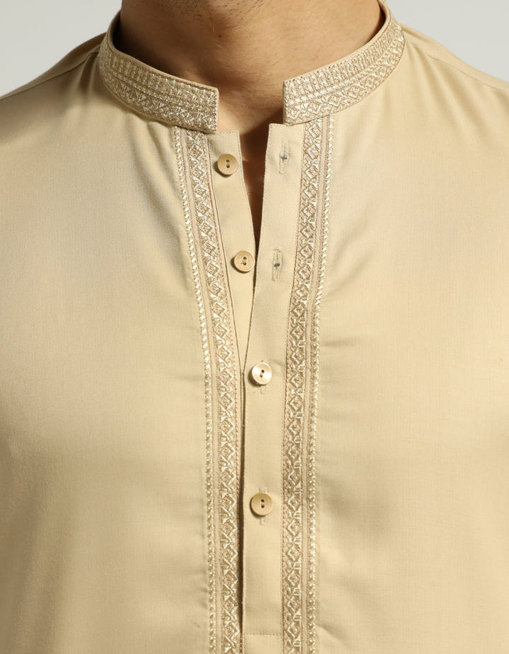 Blended Beige Kurta - J. Junaid Jamshed