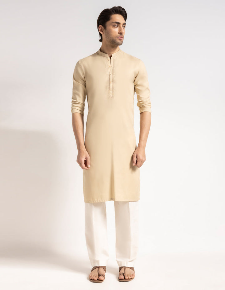 Blended Beige Kurta - J. Junaid Jamshed