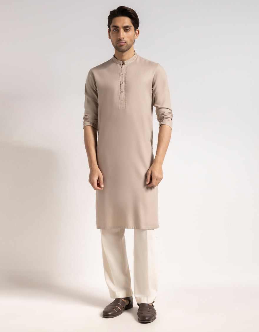 Blended Sand Kurta - J. Junaid Jamshed