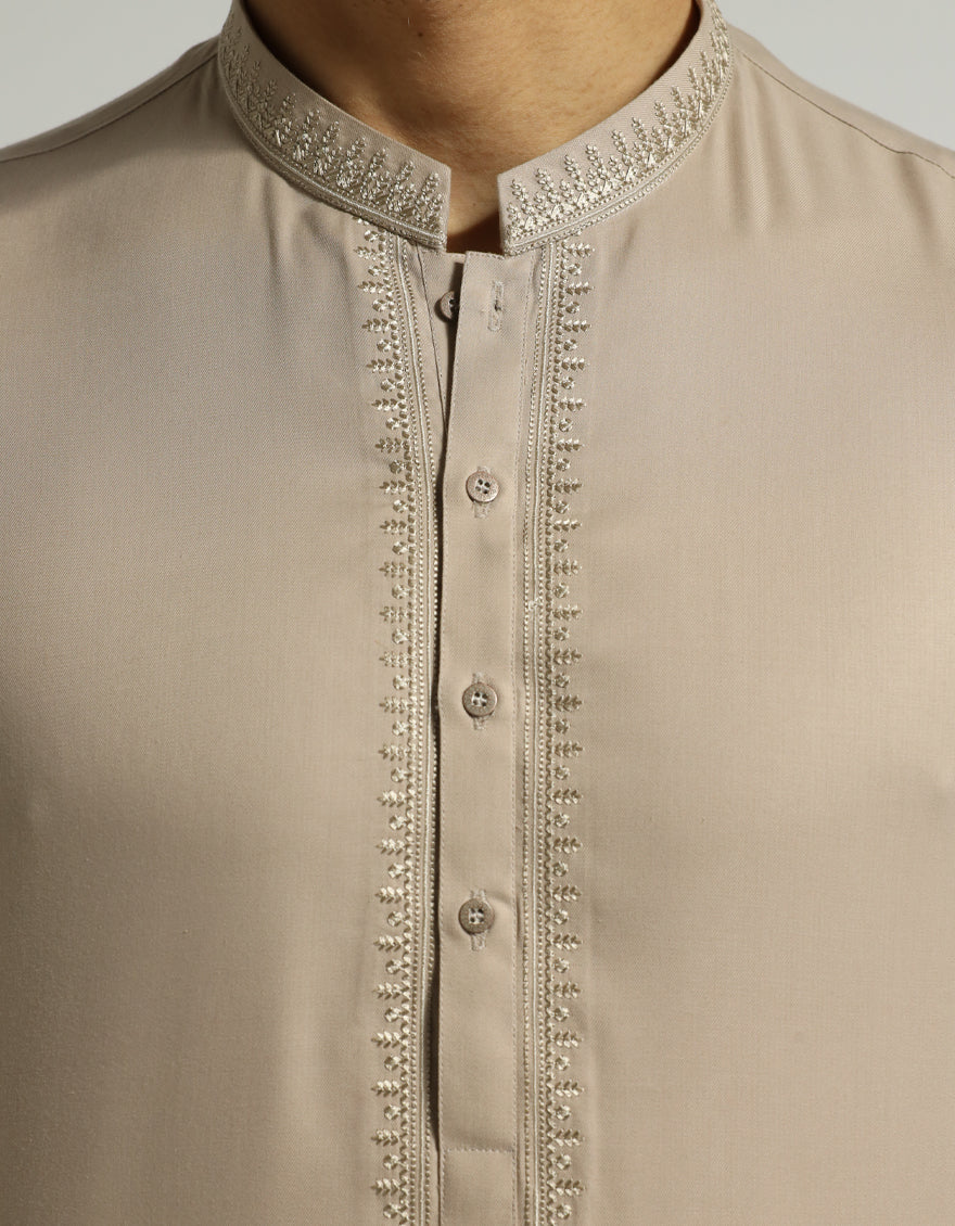 Blended Sand Kurta - J. Junaid Jamshed