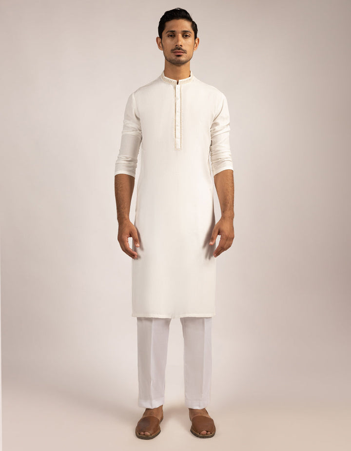 Blended Off White Kurta - J. Junaid Jamshed
