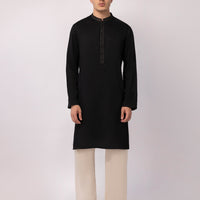 Blended Black Kurta - J. Junaid Jamshed