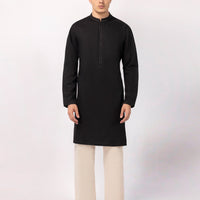 Blended Black Kurta - J. Junaid Jamshed
