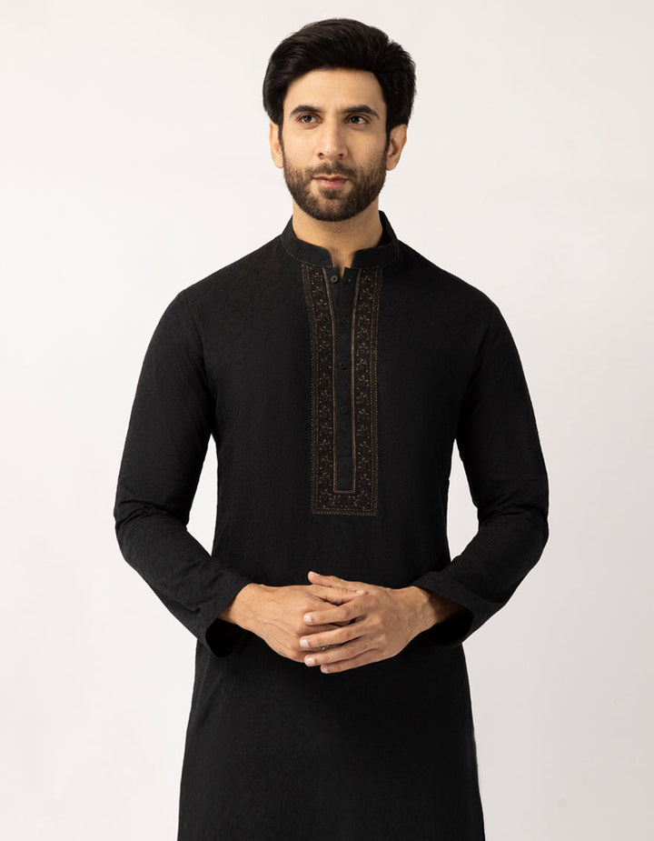 Cotton Black Kurta - J. Junaid Jamshed
