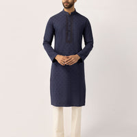 Cotton Dark Blue Kurta - J. Junaid Jamshed