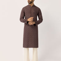 Cotton Chocolate Brown Kurta - J. Junaid Jamshed