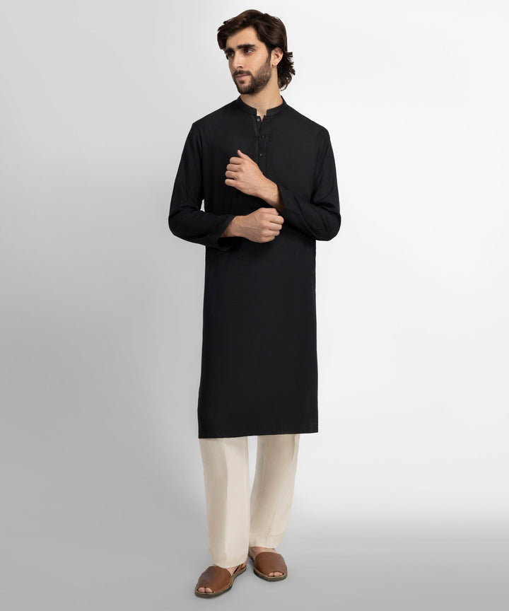 Blended Black Kurta - J. Junaid Jamshed