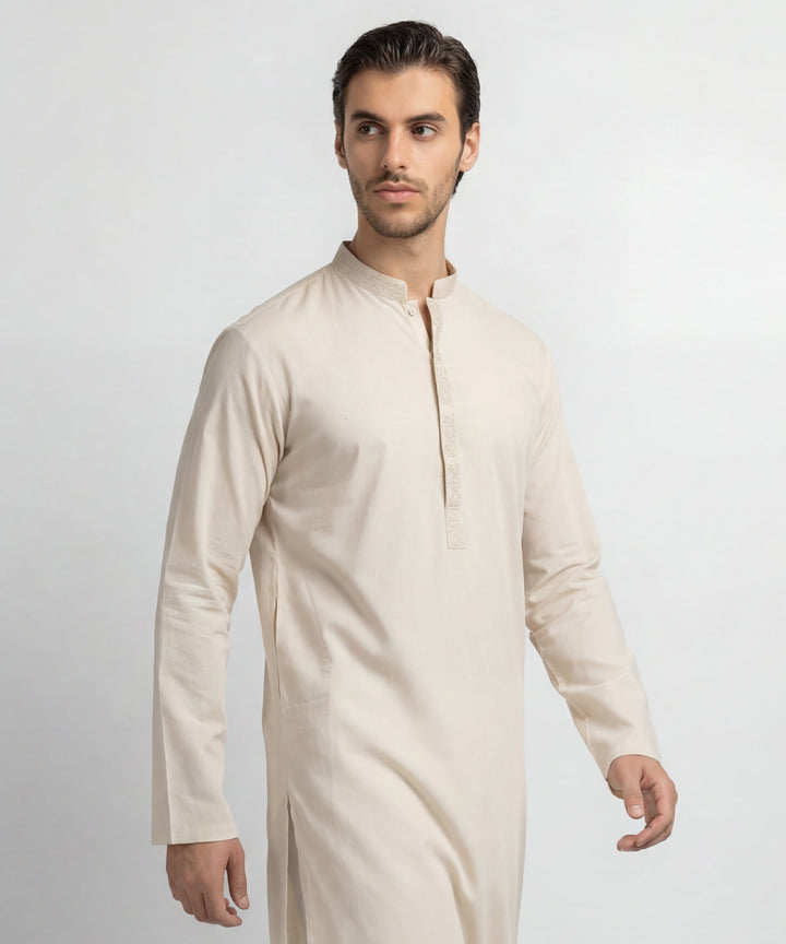 Cotton Cream Kurta - J. Junaid Jamshed