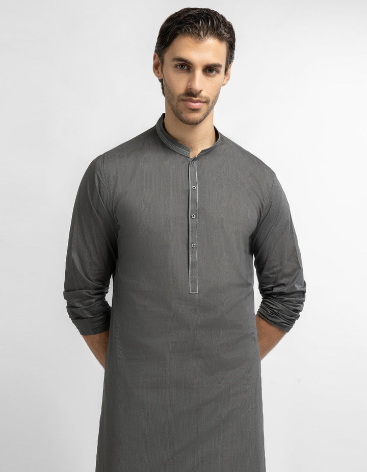 Cotton Sage Green Kurta - J. Junaid Jamshed