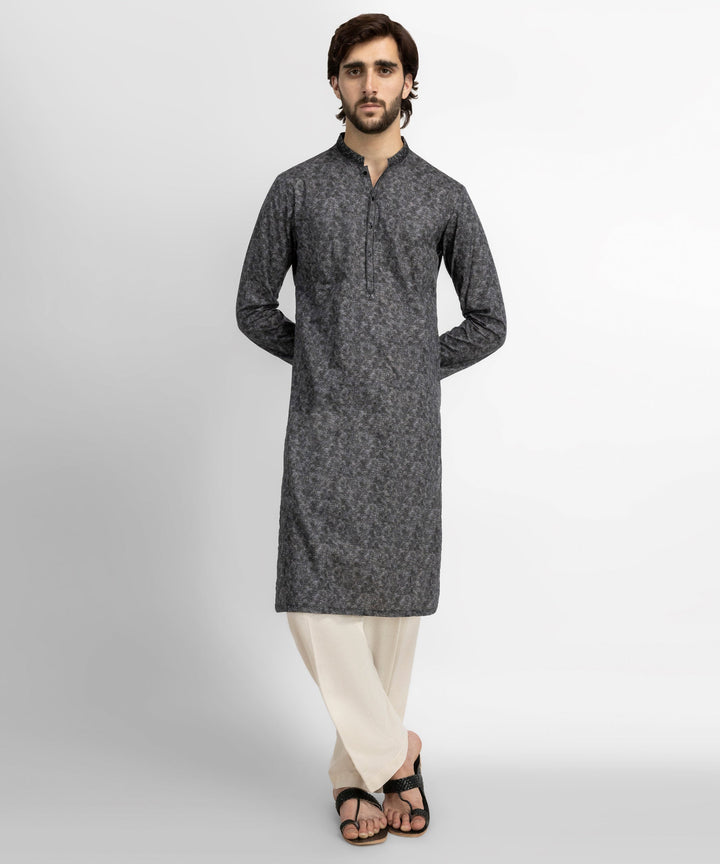 Cotton Grey Kurta - J. Junaid Jamshed
