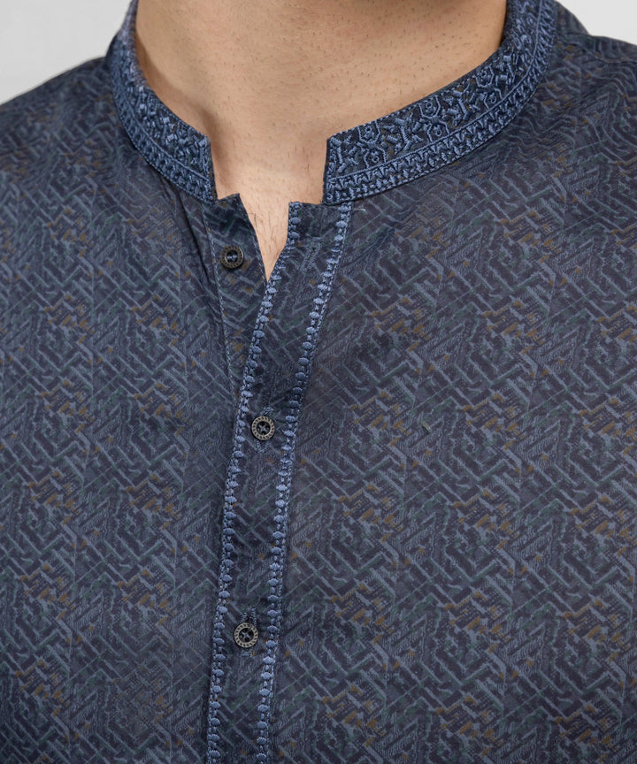 Cotton Blue Kurta - J. Junaid Jamshed