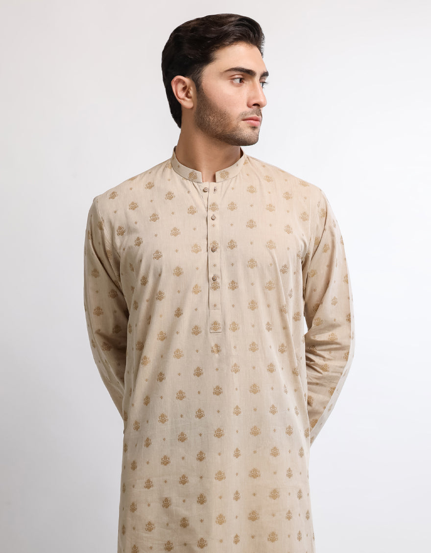 Cotton Fawn Kurta - J. Junaid Jamshed