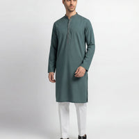 Polyester Green Kurta - J. Junaid Jamshed