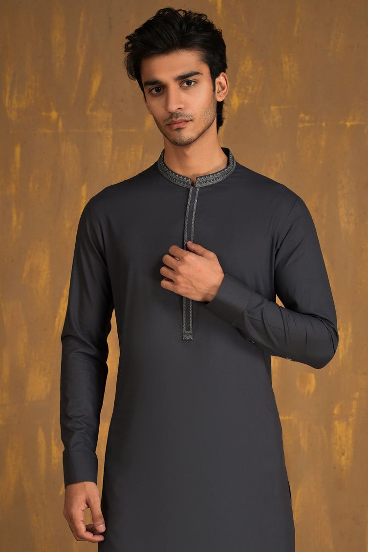 Blended Grey Kurta Trouser - J. Junaid Jamshed