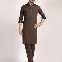 Blended Brown Kurta Trouser - J. Junaid Jamshed