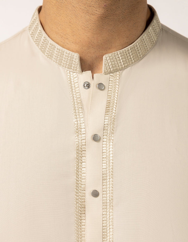 Blended Fawn Kurta Trouser- J. Junaid Jamshed