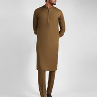 Blended Mehndi Green Kurta Trouser - J. Junaid Jamshed