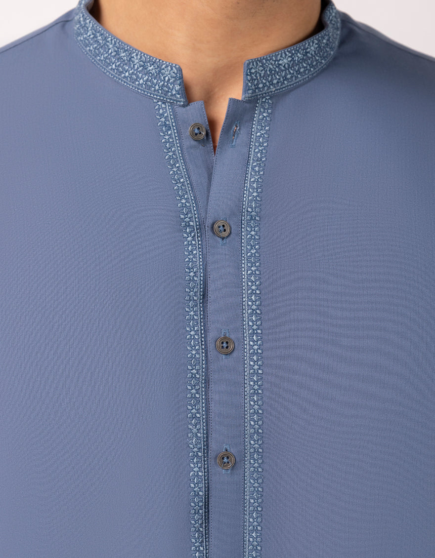 Polyester Blue Kurta Trouser - J. Junaid Jamshed