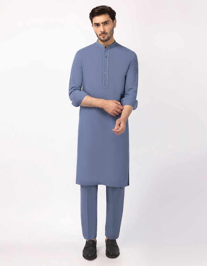 Polyester Blue Kurta Trouser - J. Junaid Jamshed