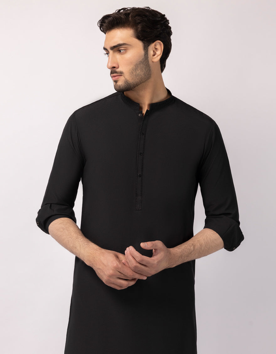 Blended Black Kurta Trouser - J. Junaid Jamshed