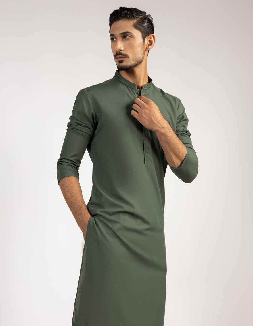Polyester Green Kurta Trouser- J. Junaid Jamshed