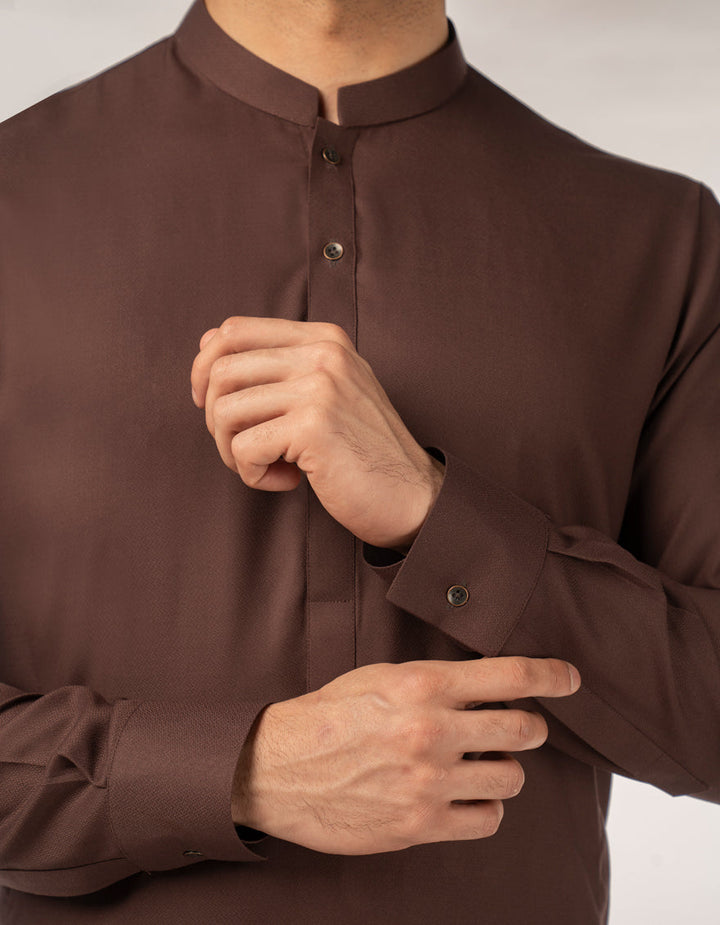 Blended Brown Shalwar Kameez - J. Junaid Jamshed