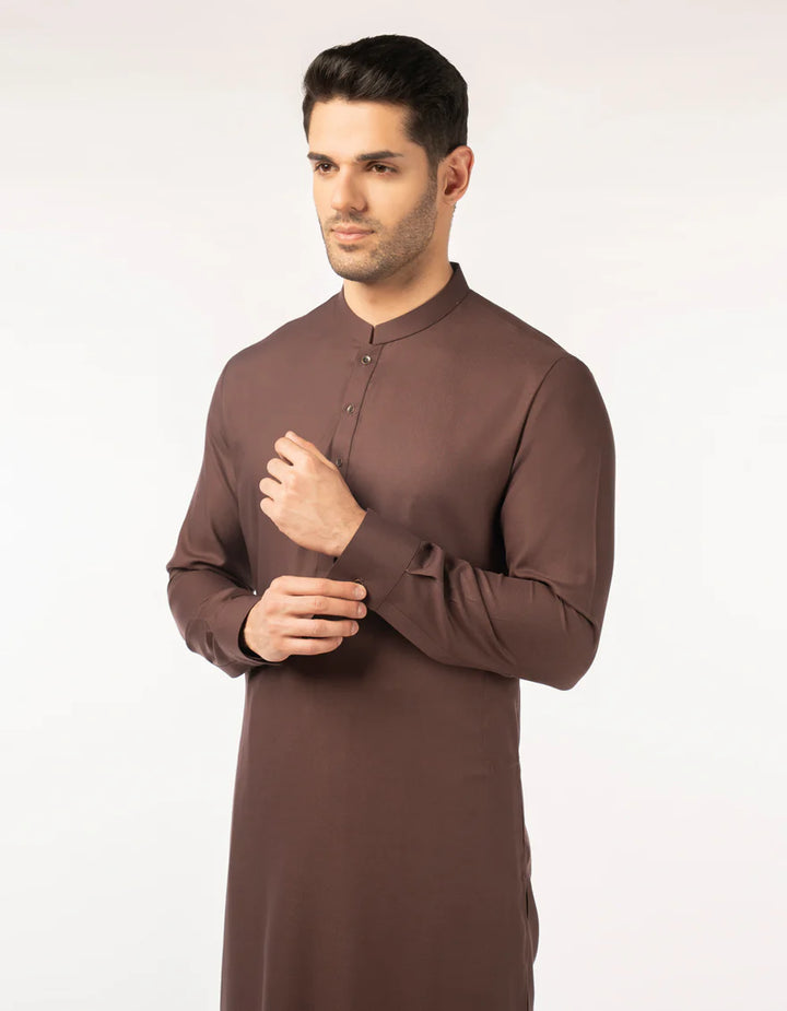 Blended Brown Kurta Trouser - J. Junaid Jamshed