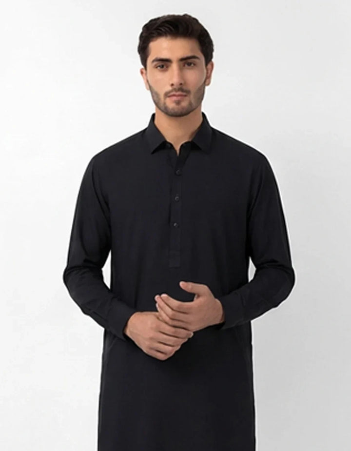 Blended Navy Blue Kurta Trouser - J. Junaid Jamshed