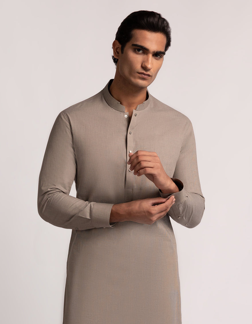 Cotton Light Brown Shalwar Kameez - J. Junaid Jamshed