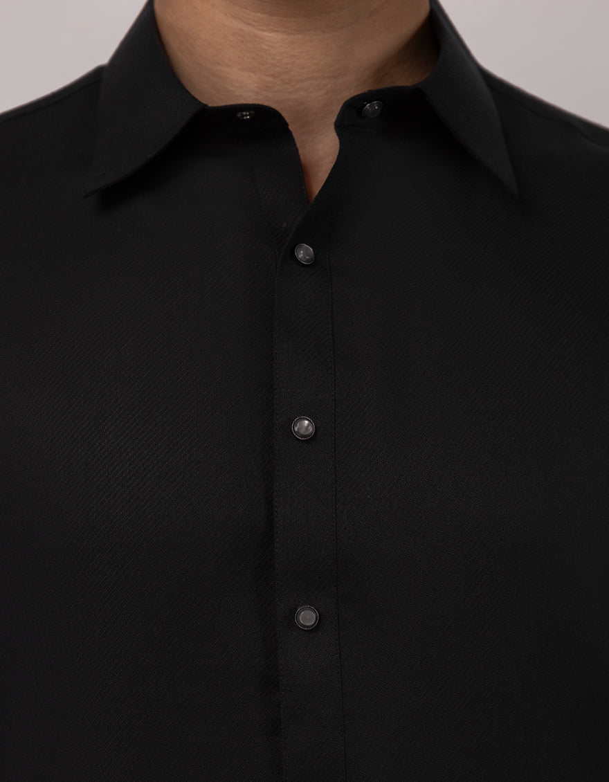 Blended Black Shalwar Kameez - J. Junaid Jamshed