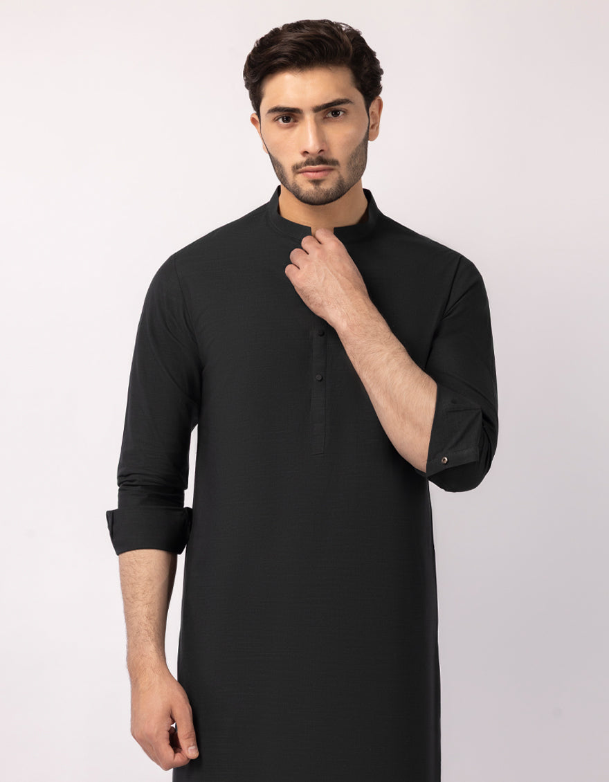 Cotton Black Green Shalwar Kameez - J. Junaid Jamshed
