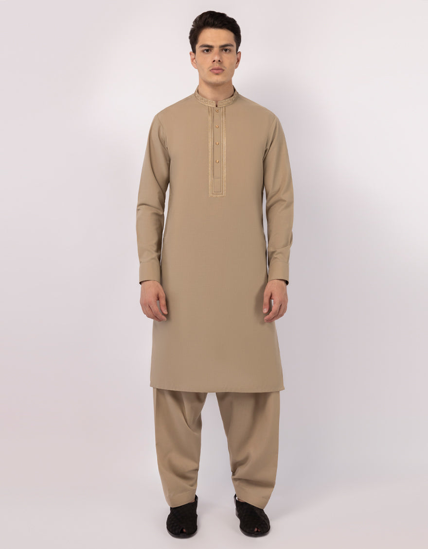 Polyester Beige Kurta Trouser - J. Junaid Jamshed
