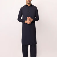 Blended Navy Blue Shalwar Kameez - J. Junaid Jamshed