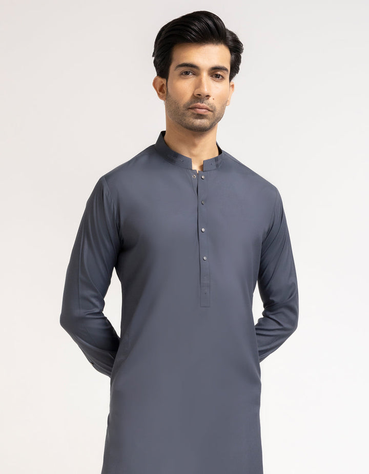 Blended Deep Grey Kurta Trouser - J. Junaid Jamshed