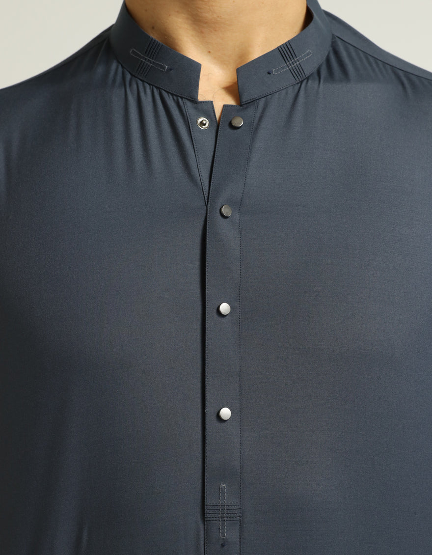 Blended Deep Grey Kurta Trouser - J. Junaid Jamshed