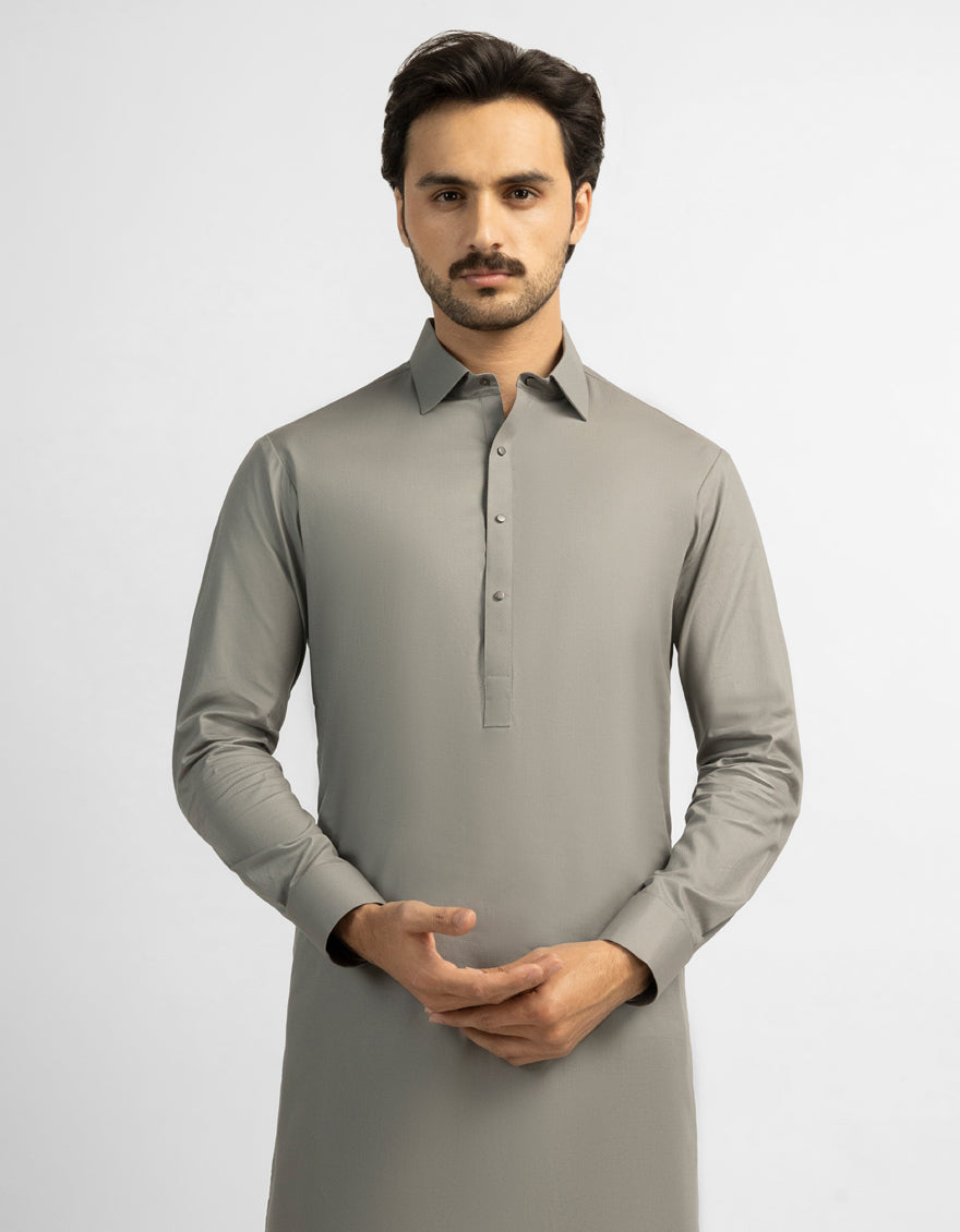 Cotton Grey Shalwar Kameez - J. Junaid Jamshed