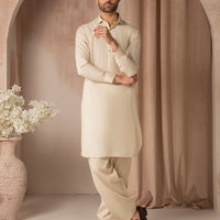 Blended Cream Shalwar Kameez - J. Junaid Jamshed