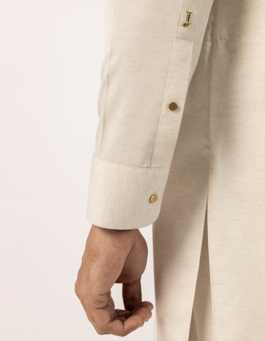 Blended Cream Shalwar Kameez - J. Junaid Jamshed