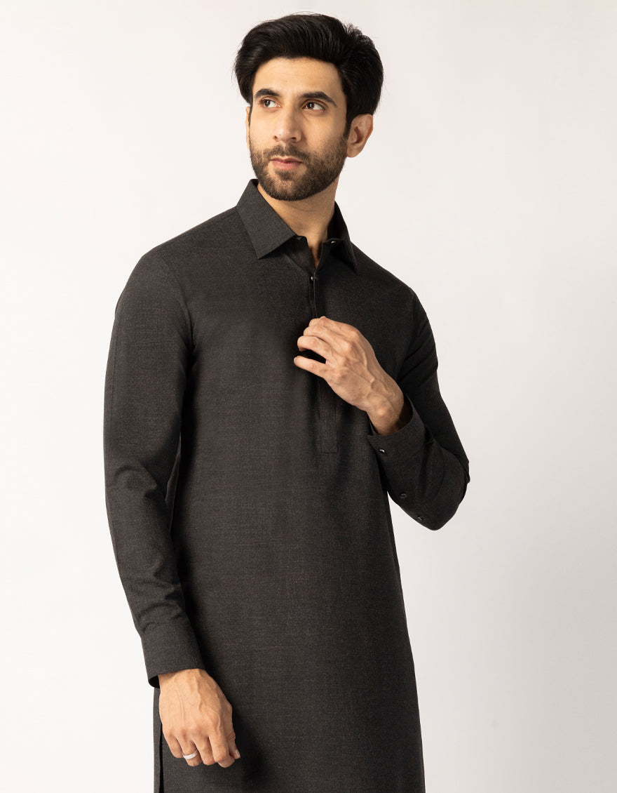 Blended Black Shalwar Kameez - J. Junaid Jamshed