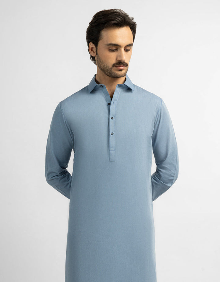 Blended Light Blue Shalwar Kameez - J. Junaid Jamshed
