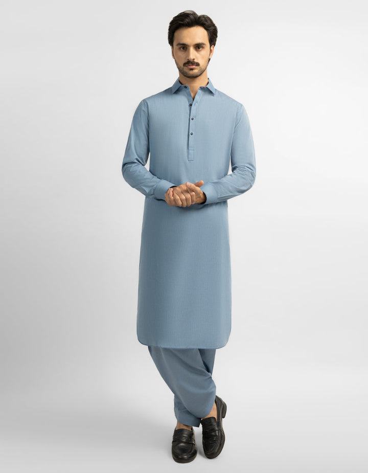 Blended Light Blue Shalwar Kameez - J. Junaid Jamshed