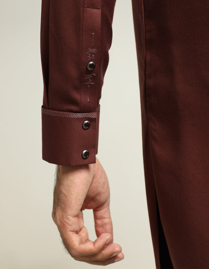 Blended Maroon Shalwar Kameez - J. Junaid Jamshed