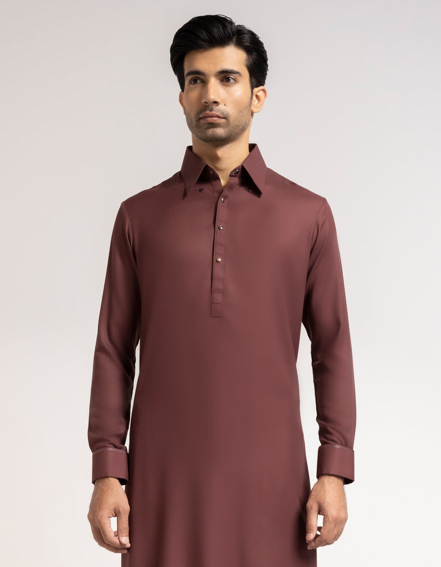 Blended Maroon Shalwar Kameez - J. Junaid Jamshed