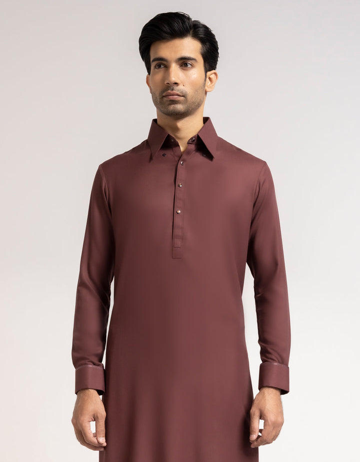 Blended Maroon Shalwar Kameez - J. Junaid Jamshed