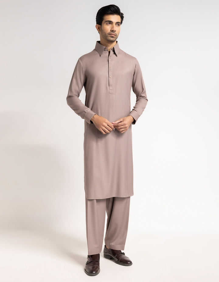 Blended Brown Shalwar Kameez - J. Junaid Jamshed